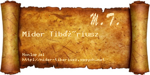 Mider Tibériusz névjegykártya